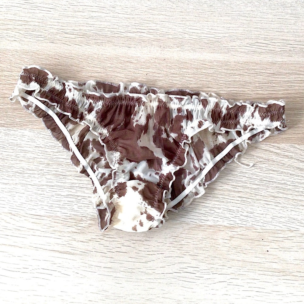 Out From Under Scrunchy Mesh Cow Print Bikini